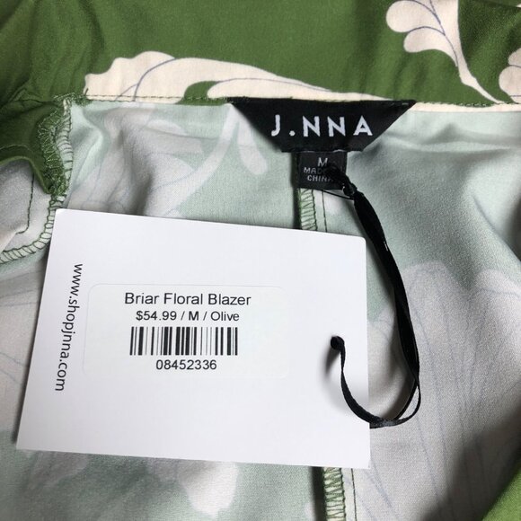 J Nna Briar Floral Blazer Womens Size Medium Green Cream Lightweight Jacket NEW - Picture 5 of 8